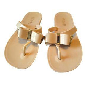 MICHAEL KORS Nude Flip Flops with Bow Size 7